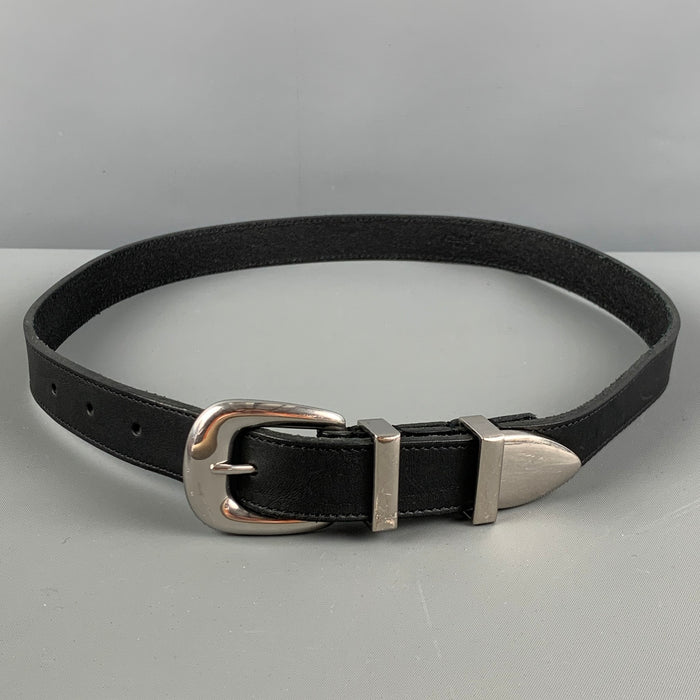 CELINE Cintura Talla 31 Cinturón occidental pequeño de cuero negro