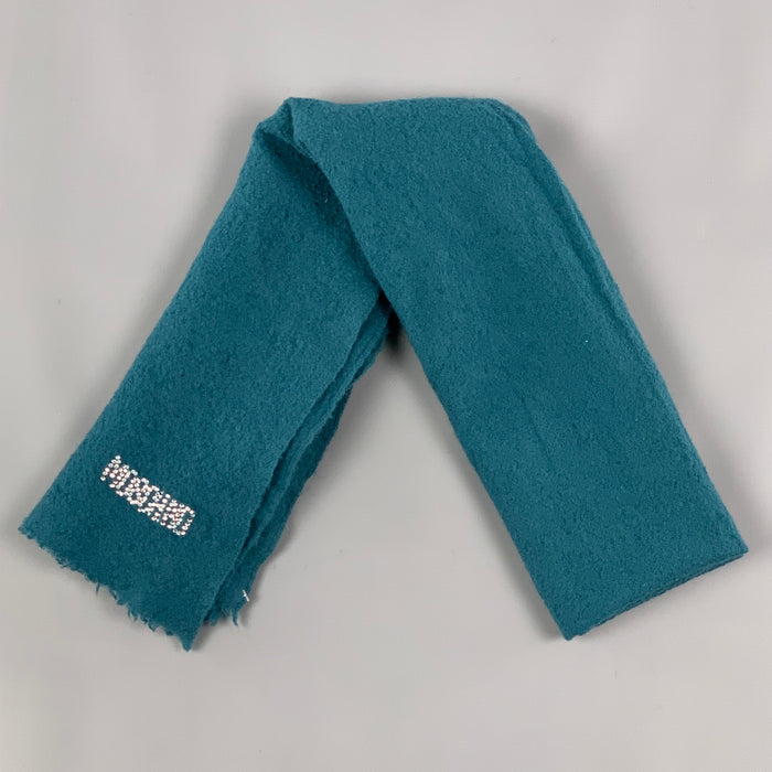 MOSCHINO Teal Textured Lana Wool Scarf