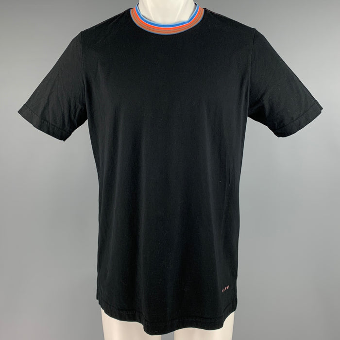 MARNI Size M Black Orange Contrast Trim Cotton Short Sleeve T-shirt
