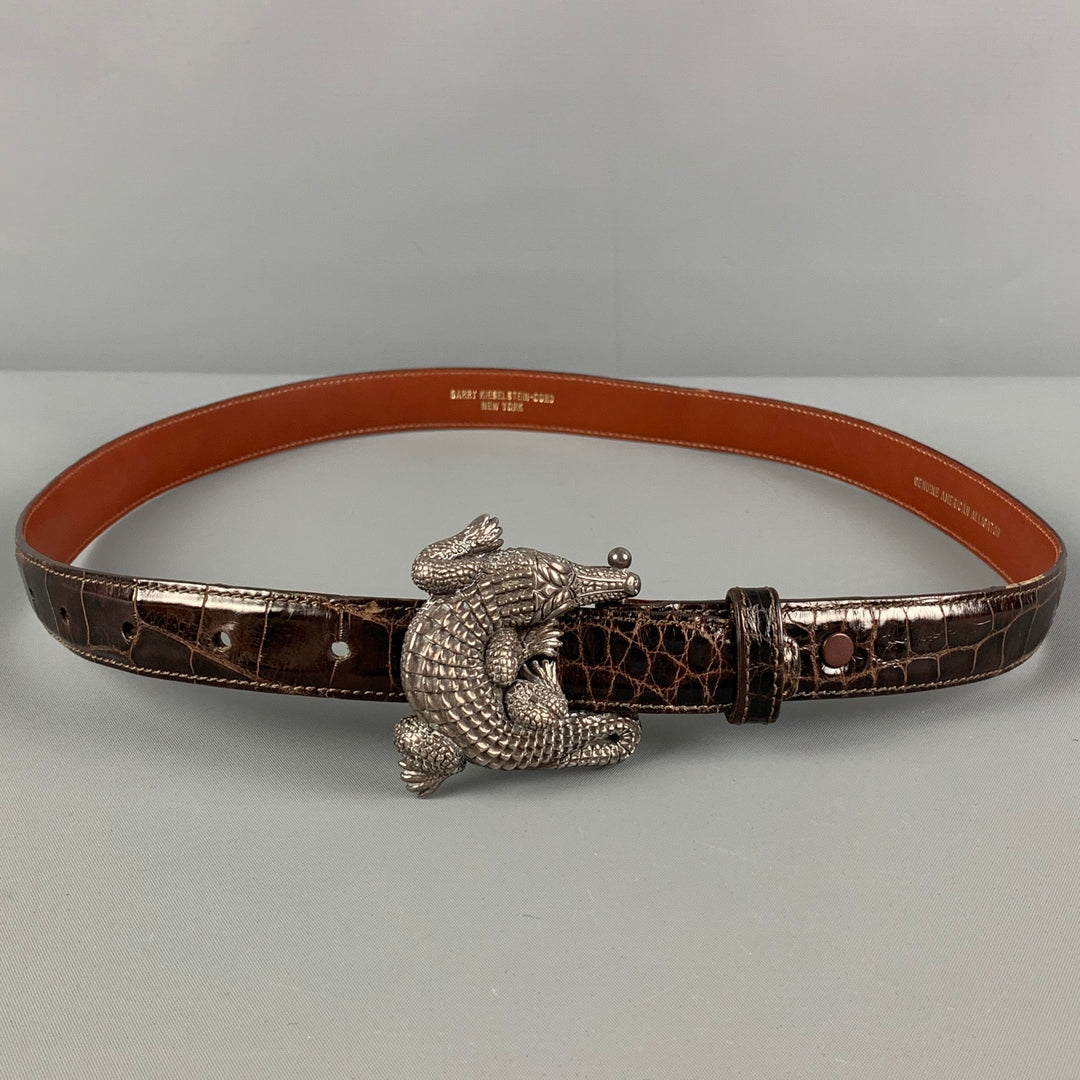 Vintage BARRY KIESELSTEIN-CORD 1995 Size 2 Brown Leather Sterling Alligator Belt