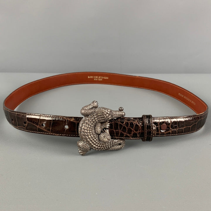 Vintage BARRY KIESELSTEIN-CORD 1995 Size 2 Brown Leather Sterling Alligator Belt