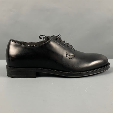 GIORGIO ARMANI Size 7 Black Leather Lace-Up Shoes