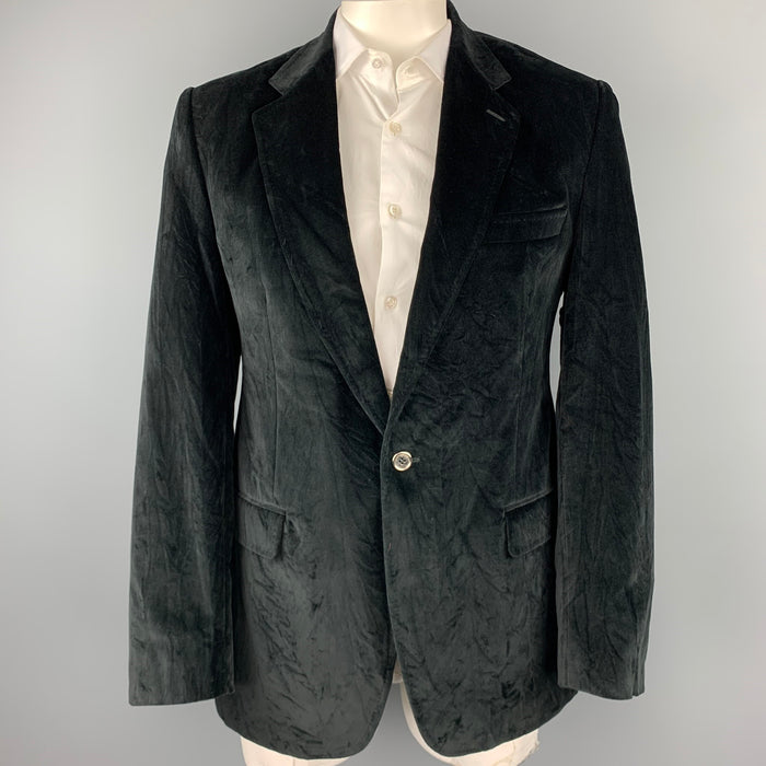 DOLCE & GABBANA Size 40 Regular Black Cotton Velvet Sport Coat