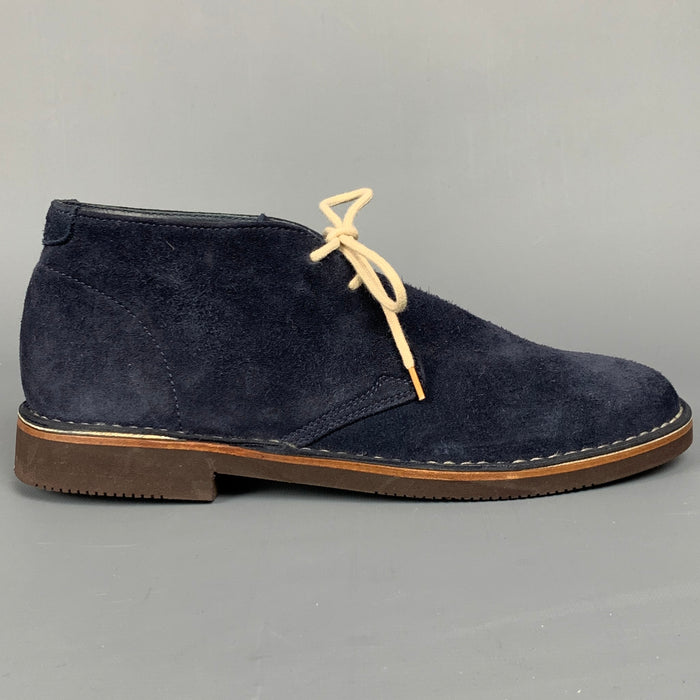 BRUNELLO CUCINELLI Antilope Size 8 Navy Suede Ankle Boots