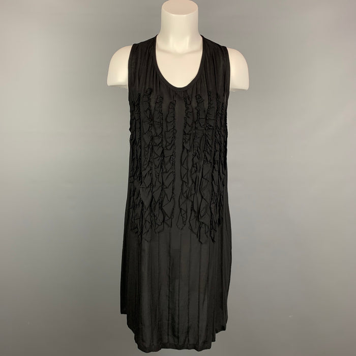 ANN DEMEULEMEESTER Size 6 Black Ruffled Shift Dress