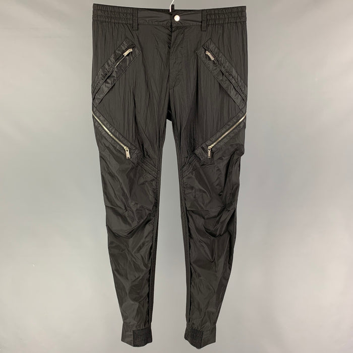 DSQUARED2 Size 32 Black Polyamide Tuxedo Casual Pants