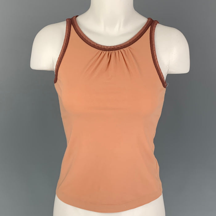 JIL SANDER Size M Orange Cotton Contrast Trim Tank Top