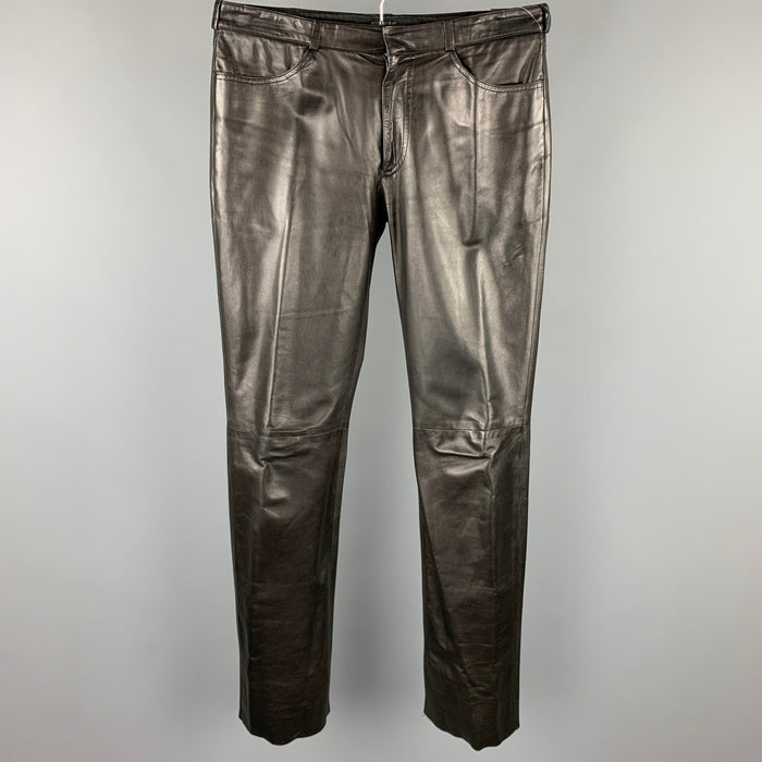 VERSUS by GIANNI VERSACE Size 34 Black Leather Zip Fly Casual Pants