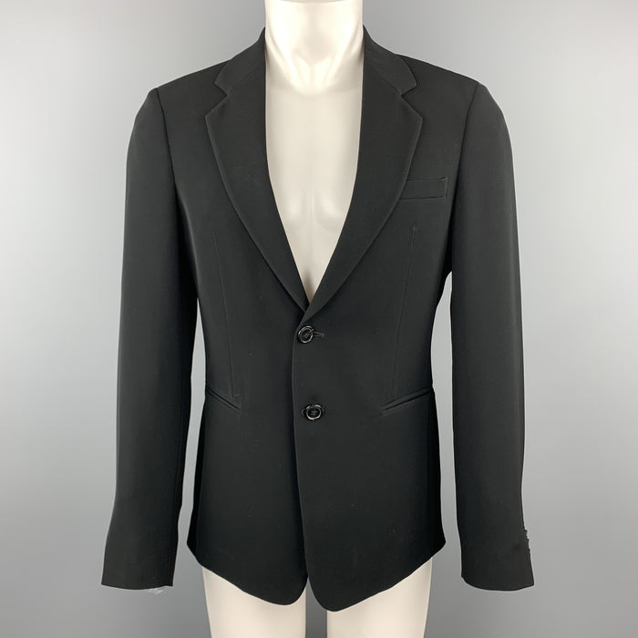 EMPORIO ARMANI Size 38 Black Polyester Notch Lapel Double Buttoned Sport Coat