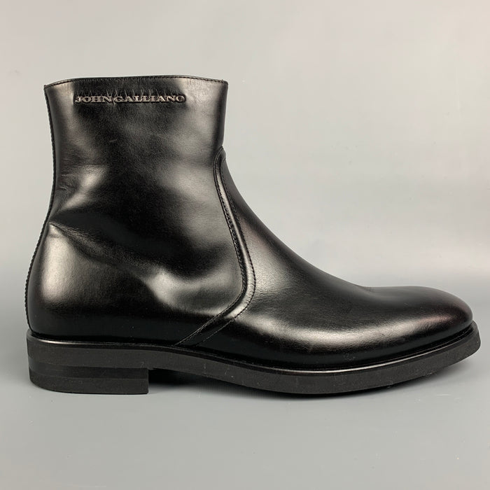 JOHN GALLIANO Size 8.5 Black Side Zipper Ankle Boots