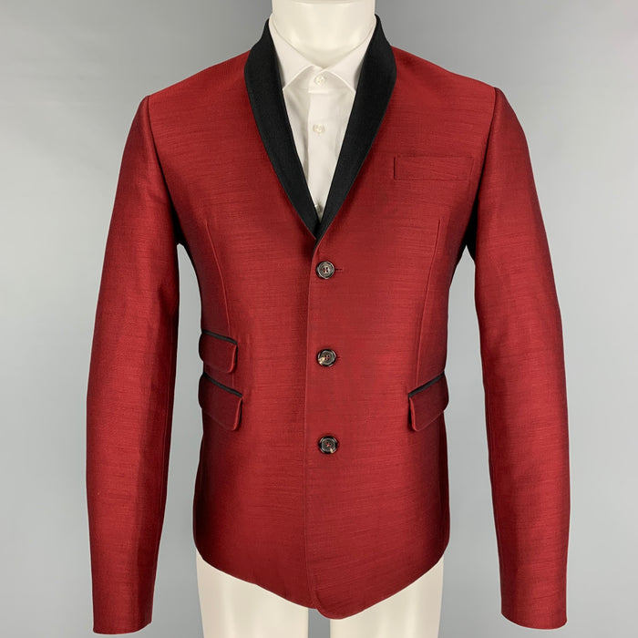 DSQUARED2 Size 40 Burgundy Black Two Toned Wool Silk Sport Coat