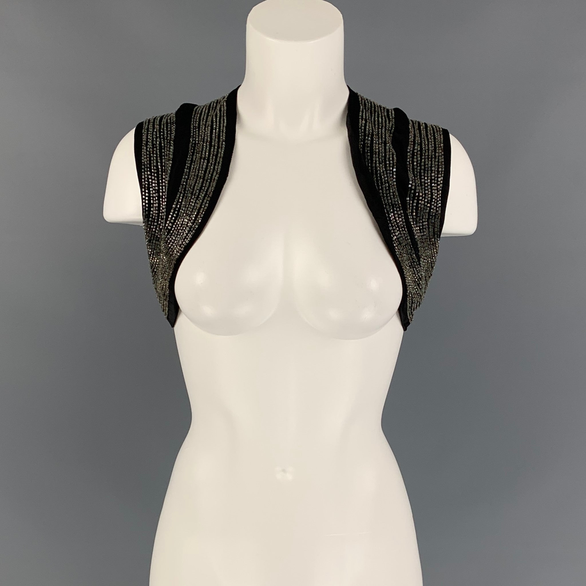 DRIES VAN NOTEN Size 6 Black Beaded Silk Bolero Vest – Sui Generis