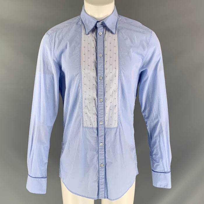 D&G by DOLCE & GABBANA Camisa de manga larga en mezcla de algodón azul claro talla M