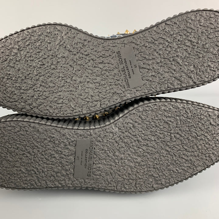 MICHAEL KORS Taille 11 Chaussures à plateforme cloutées en cuir blanc marine