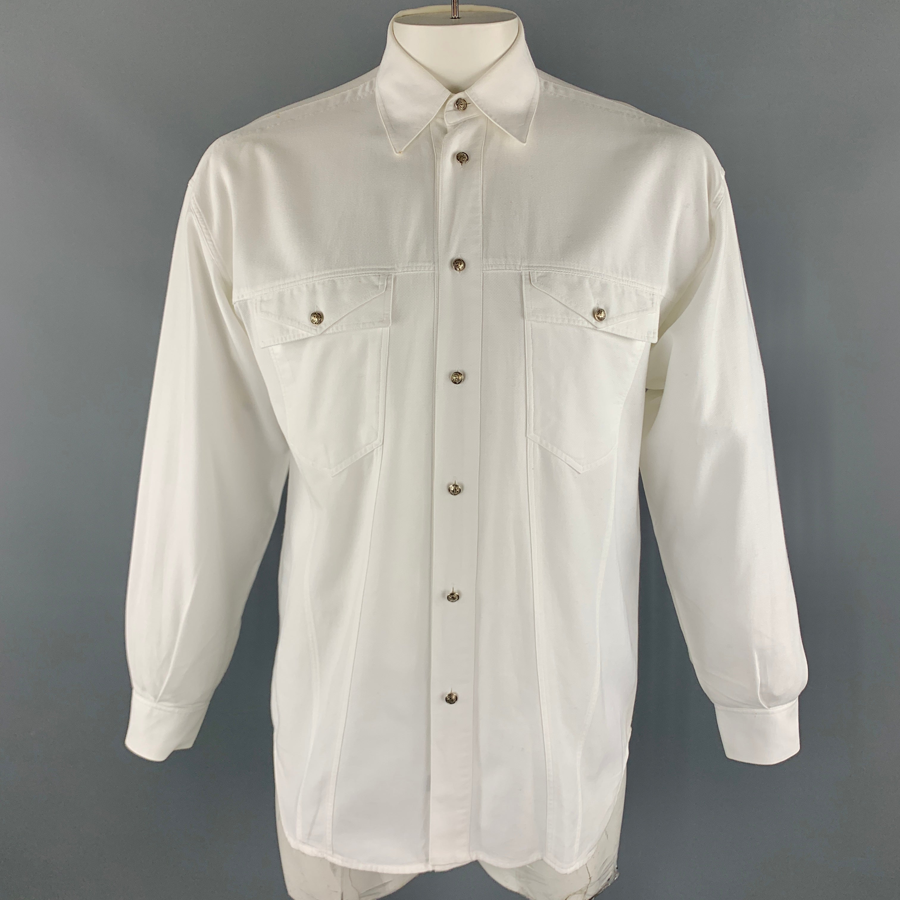 Vintage VERSACE JEANS COUTURE Size M White Cotton Button Up