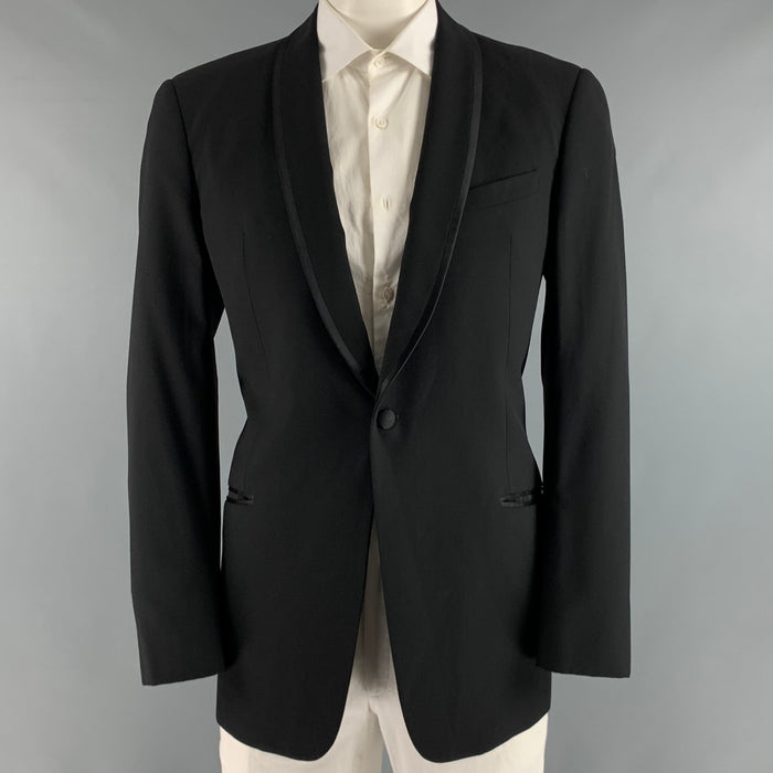 ARMANI COLLEZIONI Size 42 Black Solid Wool Shawl Collar Sport Coat