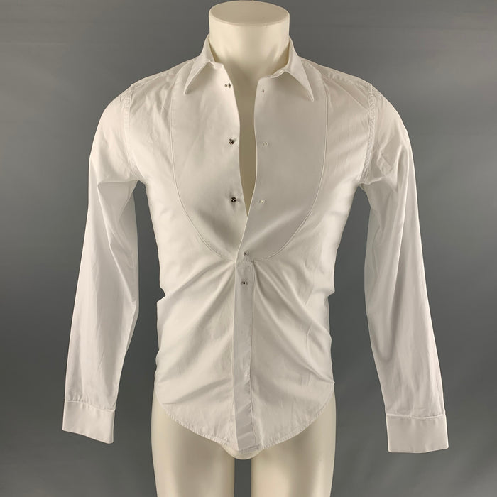 GIVENCHY Size S White Solid Cotton Tuxedo Long Sleeve Shirt