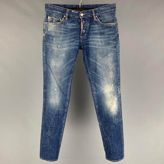 DSQUARED2 Size 32 Blue Distressed Button Fly Jeans