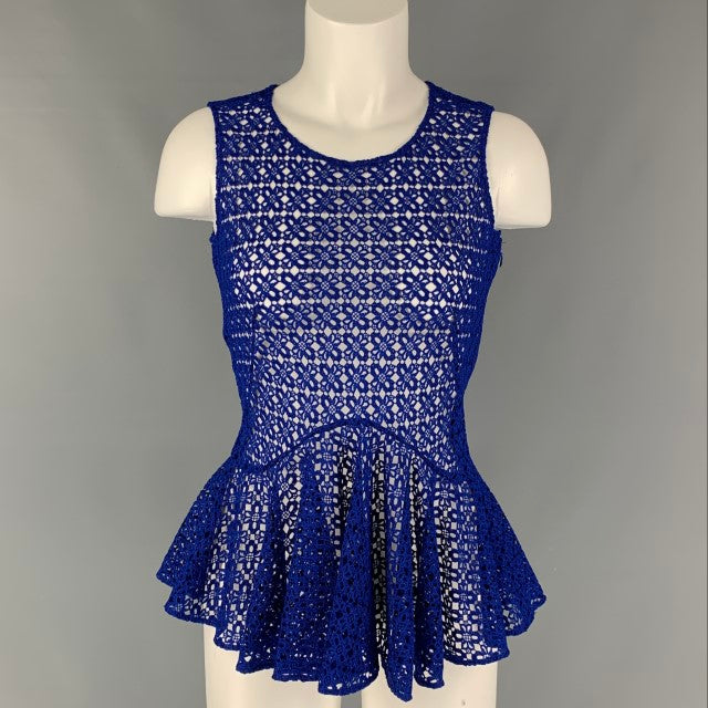ALEXANDER MCQUEEN Size S Blue Peplum Blouse