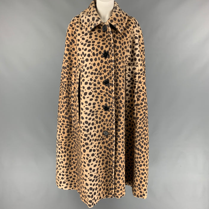MARC JACOBS Otoño 2019 Talla M Capa de algodón/alpaca con estampado animal tostado y marrón