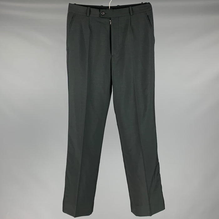 MAISON MARTIN MARGIELA Size 30 Black Wool Mohair Tuxedo Dress Pants