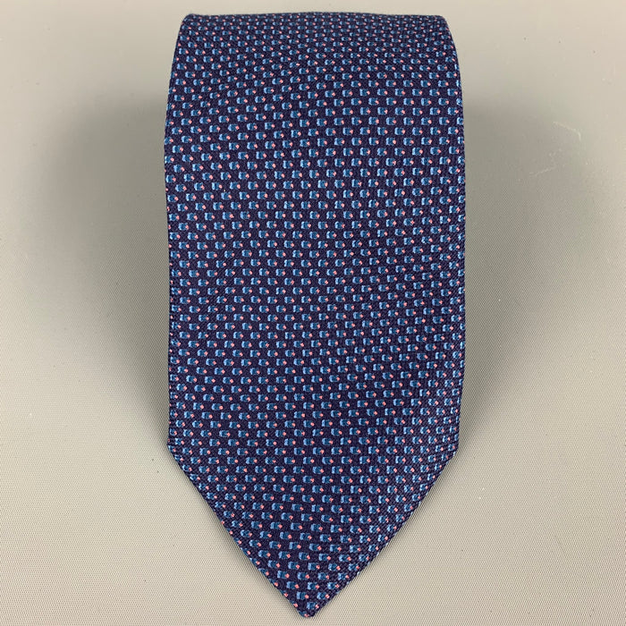 ERMENEGILDO ZEGNA Navy & Blue Dots Silk Tie