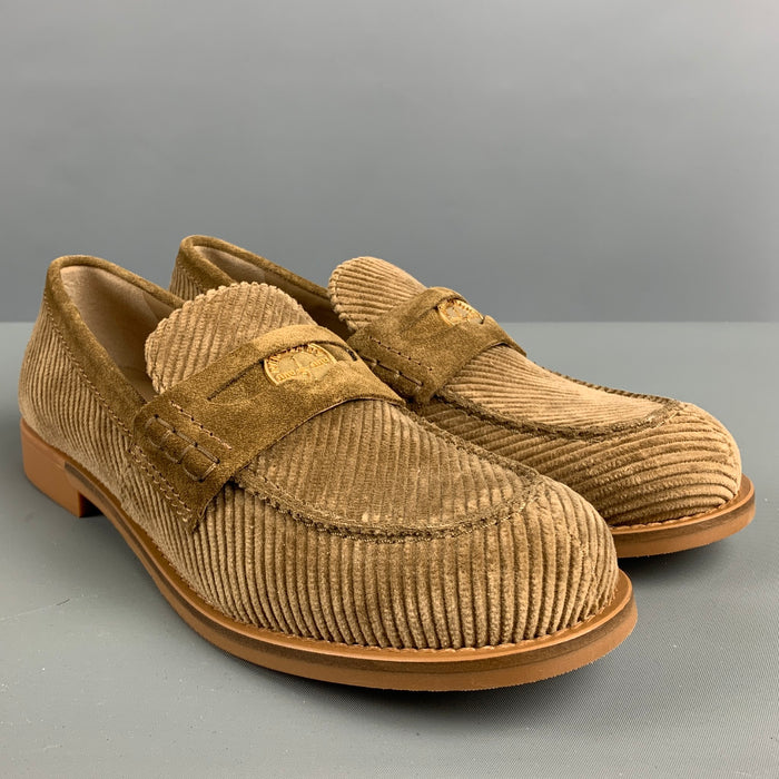 MIU MIU Size 7.5 Khaki Corduroy Penny Flats