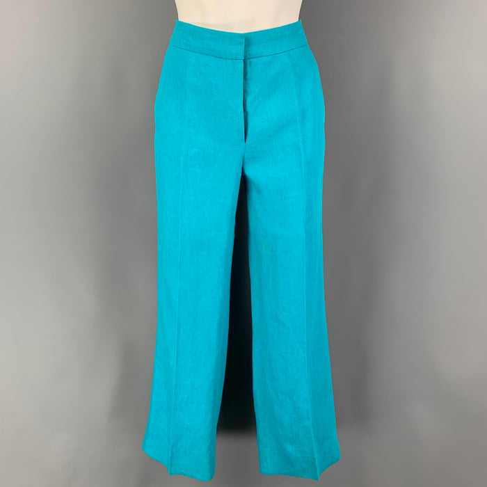 MAX MARA Size 6 Blue Turquoise Linen Dress Pants