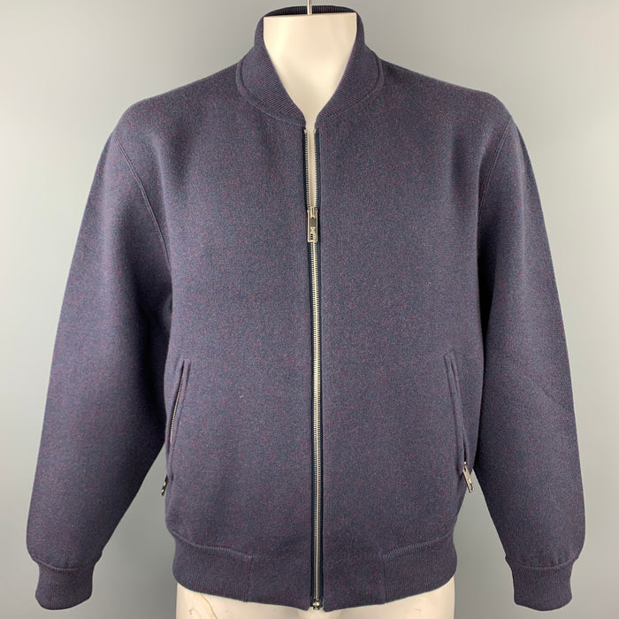 LOUIS VUITTON Size XL Blue & Purple Melange Cashmere Blend Jacket