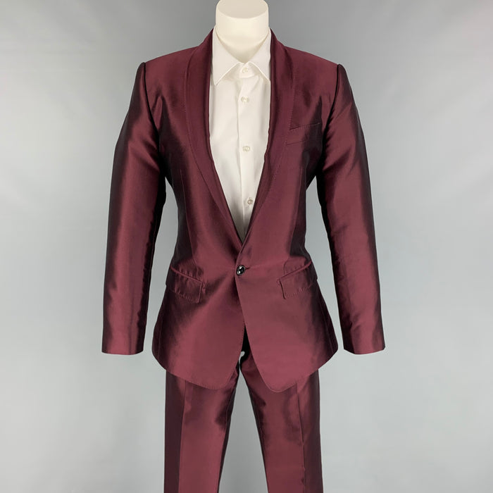 DOLCE & GABBANA Martini Talla 34 Traje de solapa chal de seda burdeos