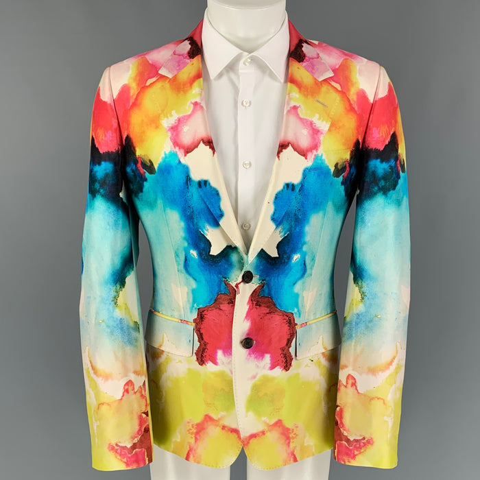 ALEXANDER MCQUEEN SS 20 Size 38 Multi-Color Print Wool Silk Sport Coat