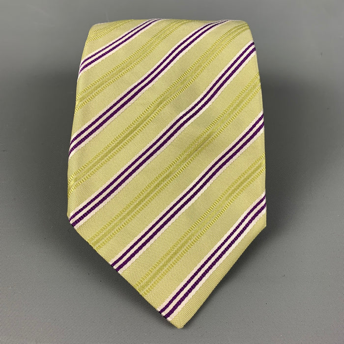 KITON Green & Purple Diagonal Stripe Tie