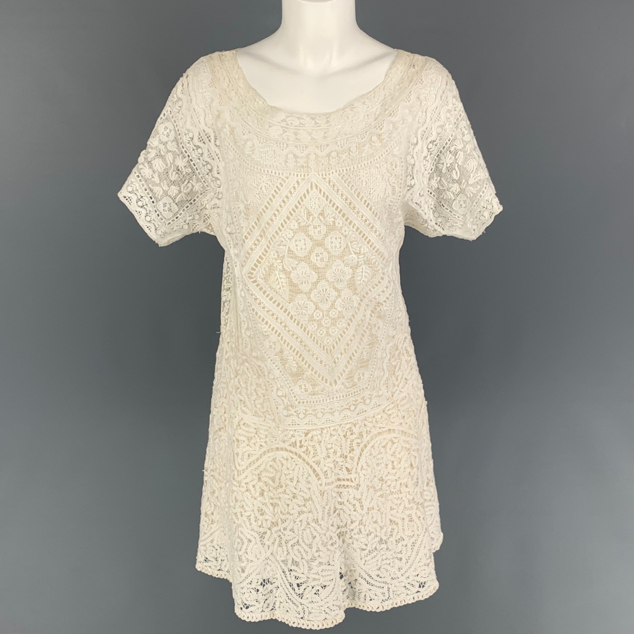 RALPH LAUREN Collection Size M White Cotton Crochet Short Dress – Sui Generis Designer Consignment