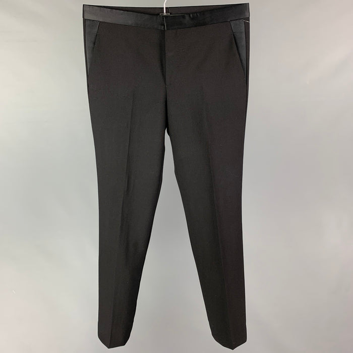 GIVENCHY Size 32 Black Wool Mohair Tuxedo Dress Pants