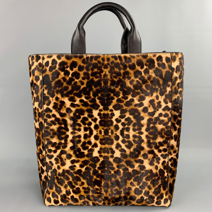 DRIES VAN NOTEN Tan Black Animal Print Pony Hair Tote Bag