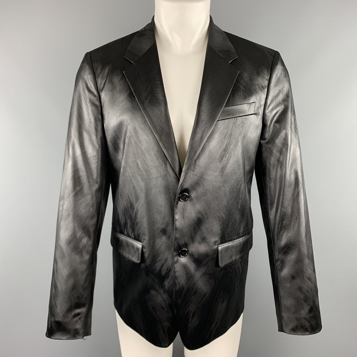 JUST CAVALLI Size 40 Metallic Animal Print Notch Lapel Sport Coat