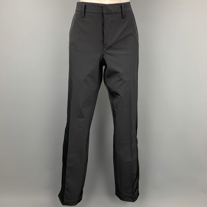 PRADA Size 10 Black Polyester Ankle Zipper Casual Pants