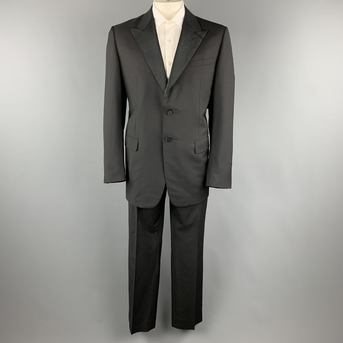 PRADA Size 46 Virgin Wool Mohair Blend Satin Peak Lapel Tuxedo