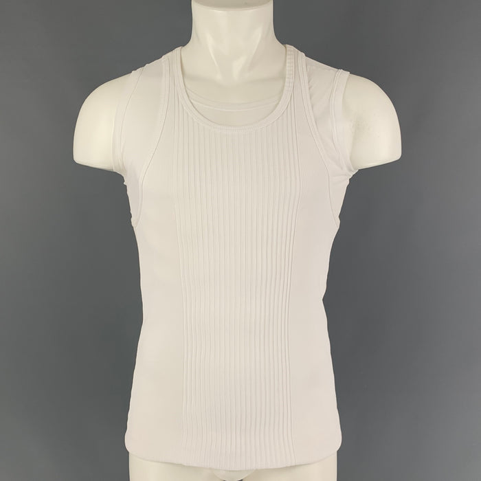 JEAN PAUL GAULTIER SOLEIL Size M White Mesh Polyamide Double Layer Tank Top