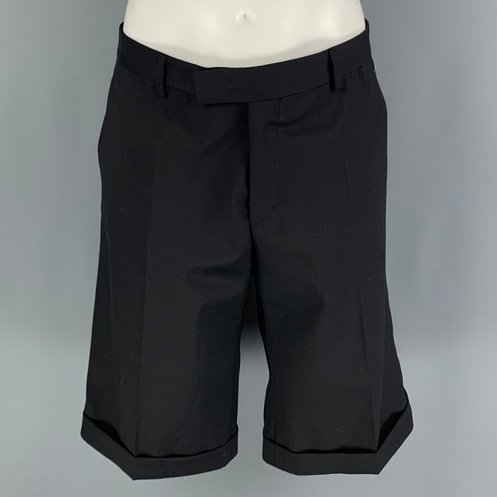 KARL LAGERFELD Size 36 Black Virgin wool elastane Flat Front Shorts