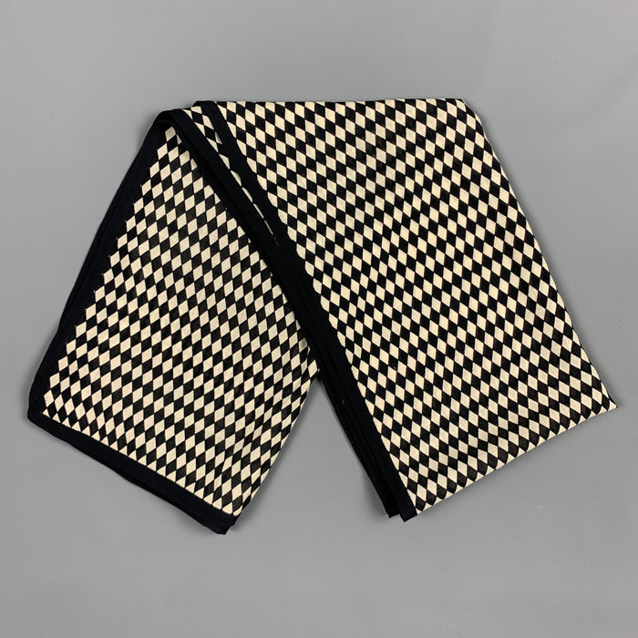 EMPORIO ARMANI Black & White Rhombus Wool / Silk Scarf