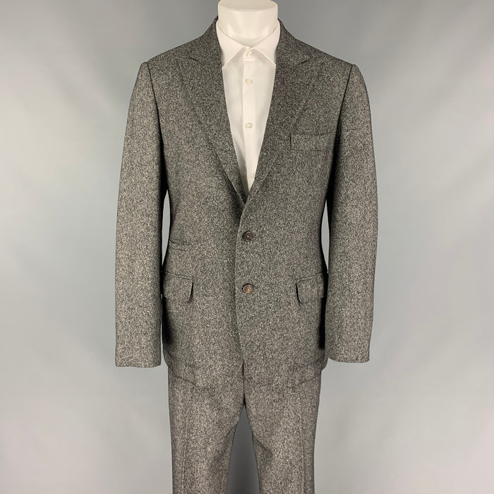 BRUNELLO CUCINELLI Size 44 Regular Grey Virgin Wool / Silk Peak Lapel Suit