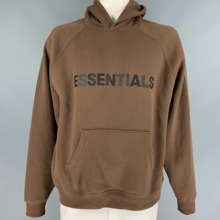 FEAR OF GOD ESSENTIALS Size L Brown Logo Cotton / Polyester Hooded Sweatshirt