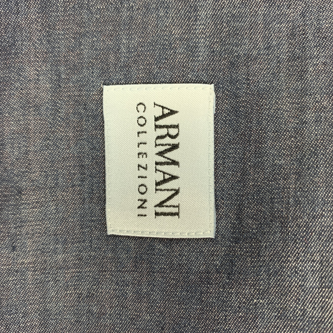 ARMANI COLLEZIONI Size XL Navy Cotton Button Up Long Sleeve Shirt