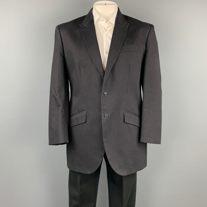 ALEXANDER MCQUEEN Size 42 Black Cotton Notch Lapel Suit