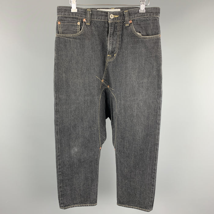 GANRYU by COMME des GARCONS Size S Charcoal Cotton Drop-Crotch Jeans