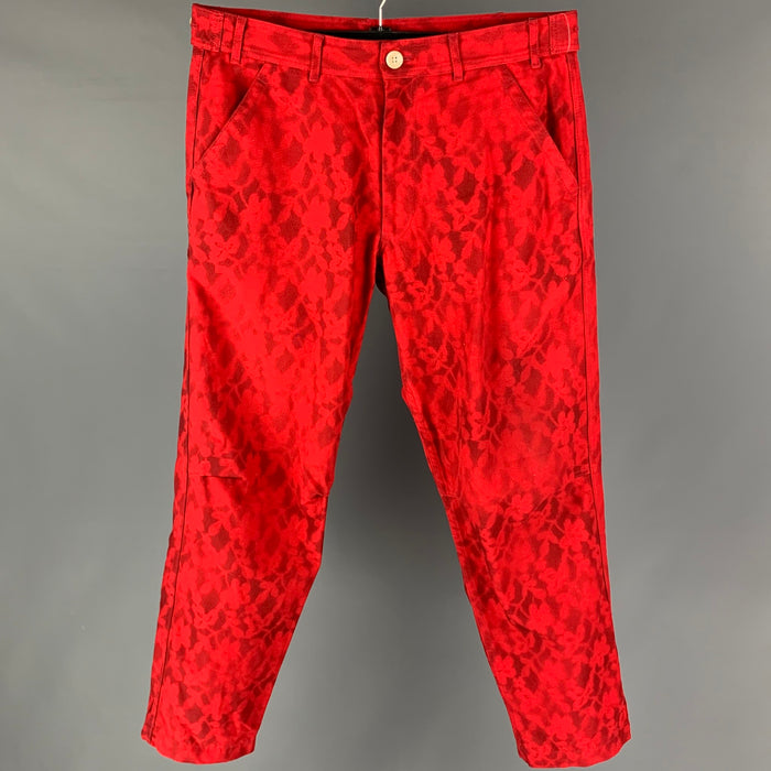 COMME des GARCONS SHIRT Size 34 Red Black Dyed Cotton Casual Pants