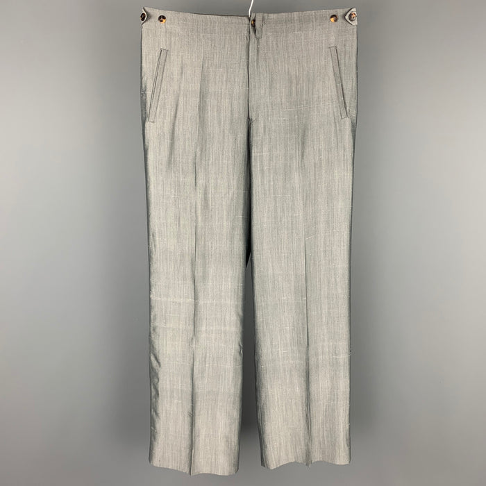 JEAN PAUL GAULTIER Size 32 Grey Silk Side Tabs Dress Pants