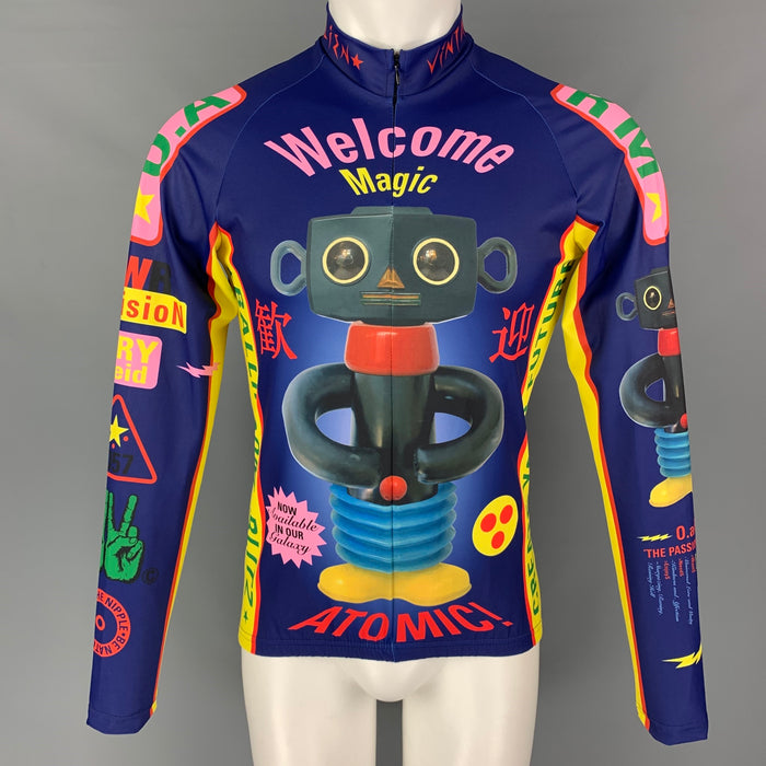 WALTER VAN BEIRENDONCK SS20 Size M Multi-Color Graphic Nylon Jersey Bike Top