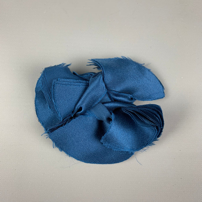 LANVIN Teal Fabric Flower Brooch